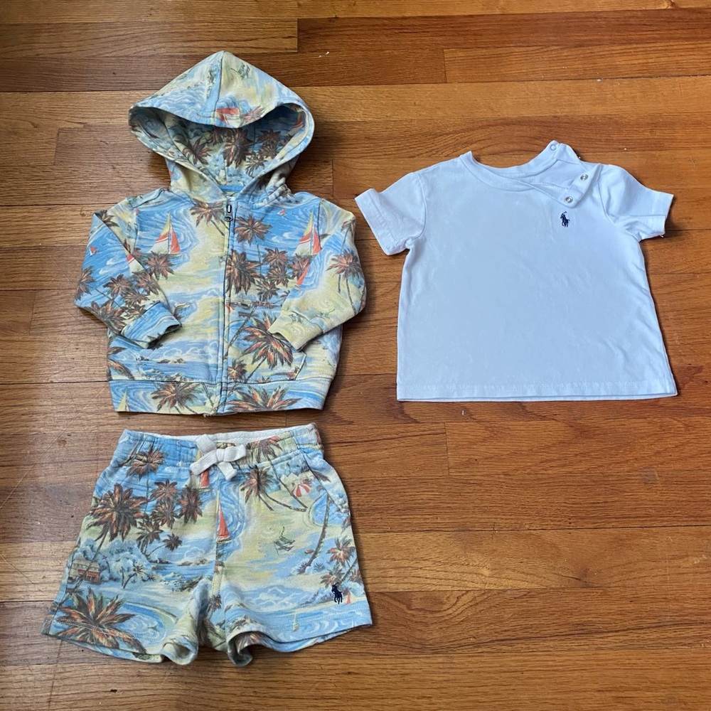 Ralph Lauren Key West Tropical Print Baby Three Pieces Set